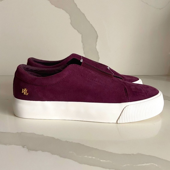BRAND NEW LAUREN RALPH LAUREN SANGRIA WINE PLATFORM SNEAKERS FALL ACADEMIA - Picture 1 of 7